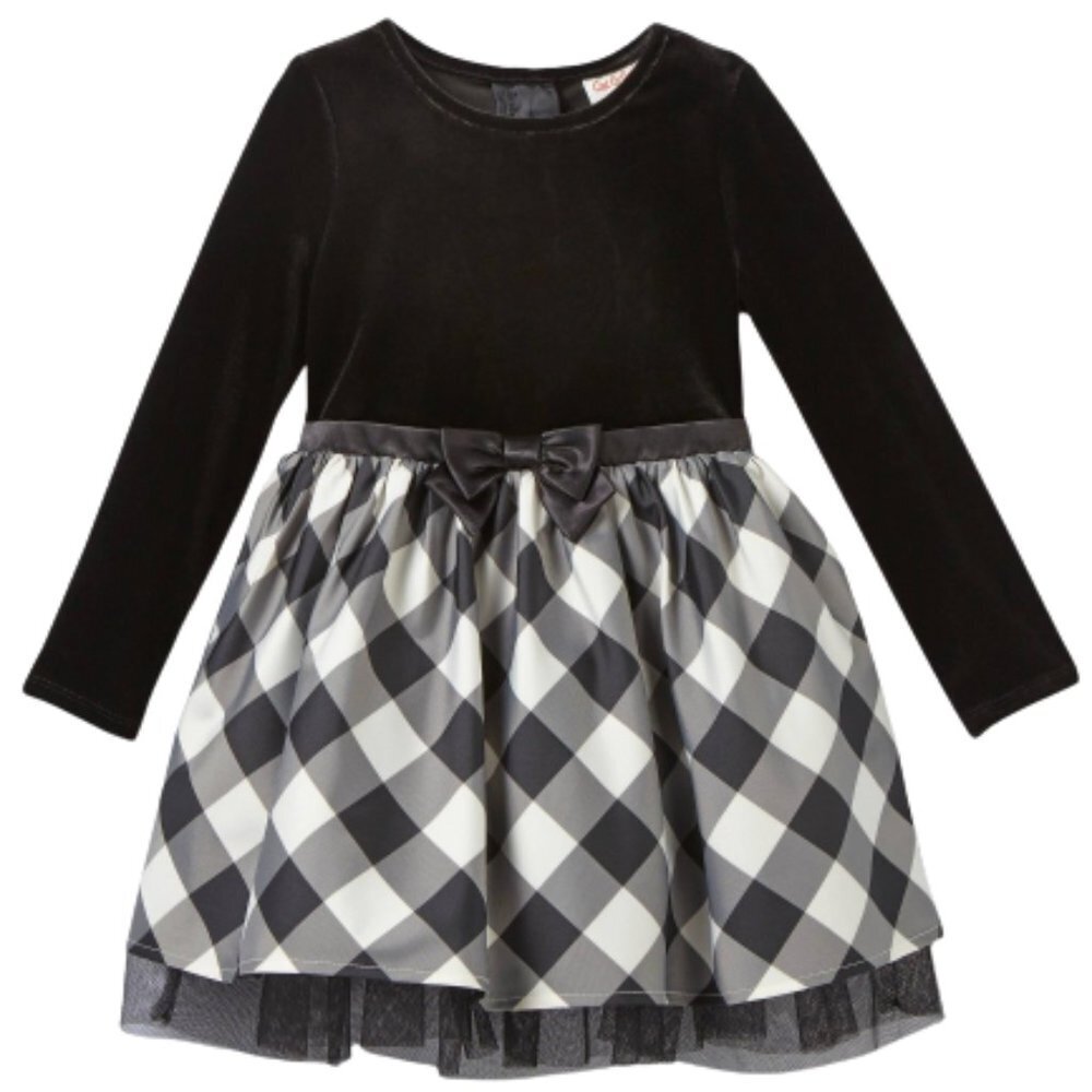 Toddler Girls' Plaid Velour Long Sleeve Dress - Cat & Jack